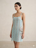 Guipure Aqua Sea Shell Short Dress
