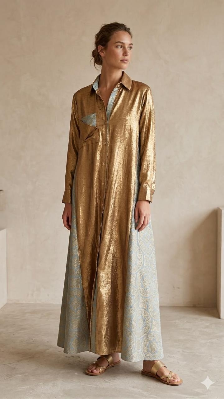 Copper Gold Shirt Dress
