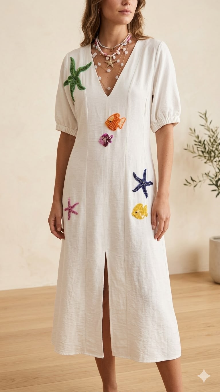Sea Creatures Linen Dress